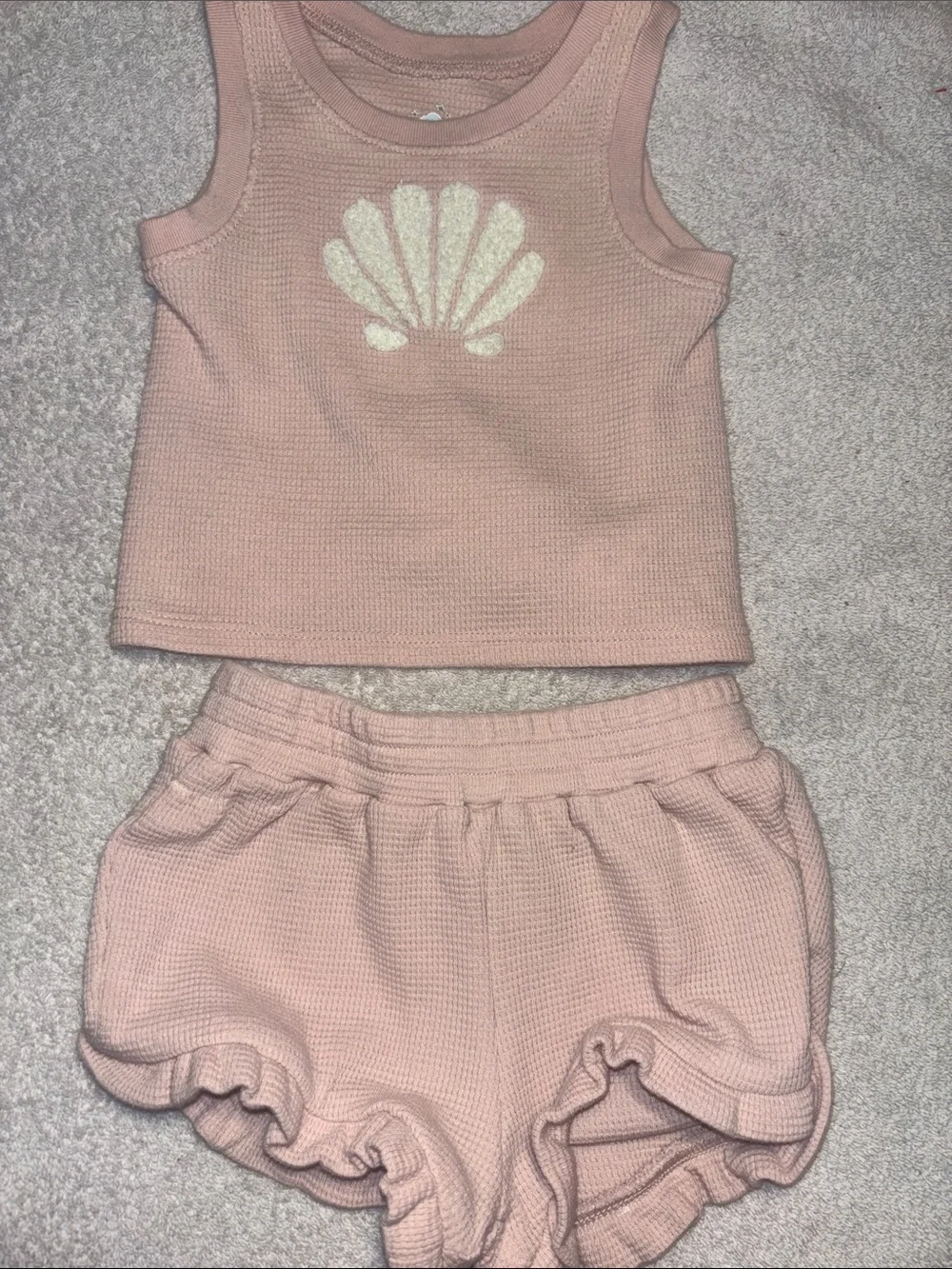 cloud island Pink Shell Tank & Ruffle Shorts Set